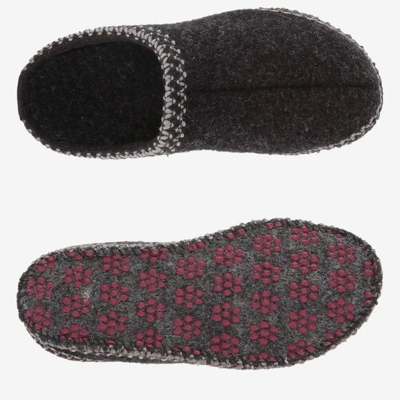 HAFLINGER AS Classic Charcoal Wool Slipper-9 NEW! - Picture 1 of 9